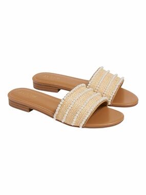 J. Crew Pearl Slide Sandals in Color: Natural. Size 7.